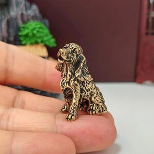 Cute Brass Long-Eared Curly-Haired Dog - NEW - 1.18 in L x 0.95 in W